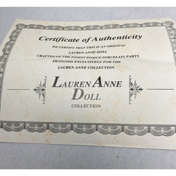 Vintage Lauren Anne Doll Collection Sarah NIB Bisque Porcelain 15” - Picture 8 of 9